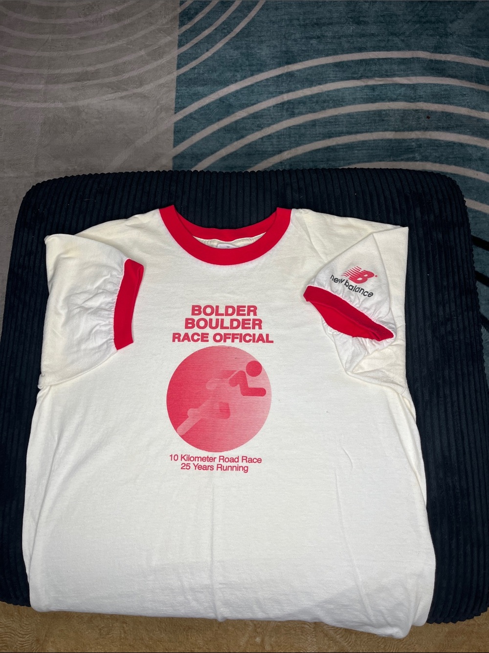 New Balance White and Red Bolder Boulder Race Tee